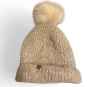 Cream Fuzzy Pom Pom Beanie